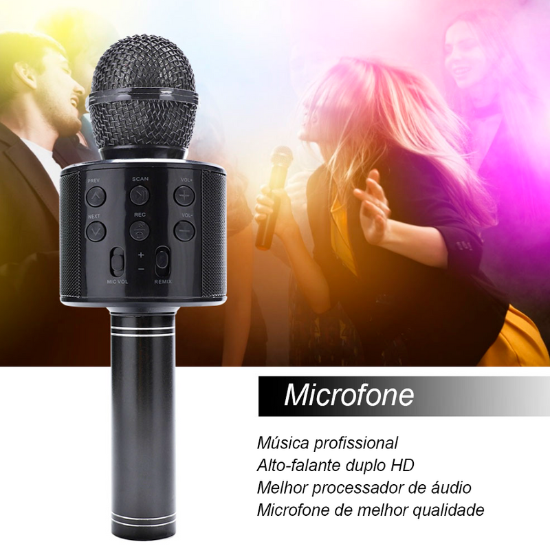 Microfone Bluetooth Karaokê com Alto Falante - Karaokê Pro™️