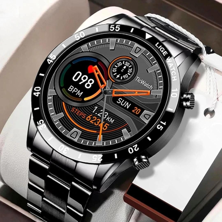 Smartwatch de Luxo em Aço Inox - Steel Pro™️