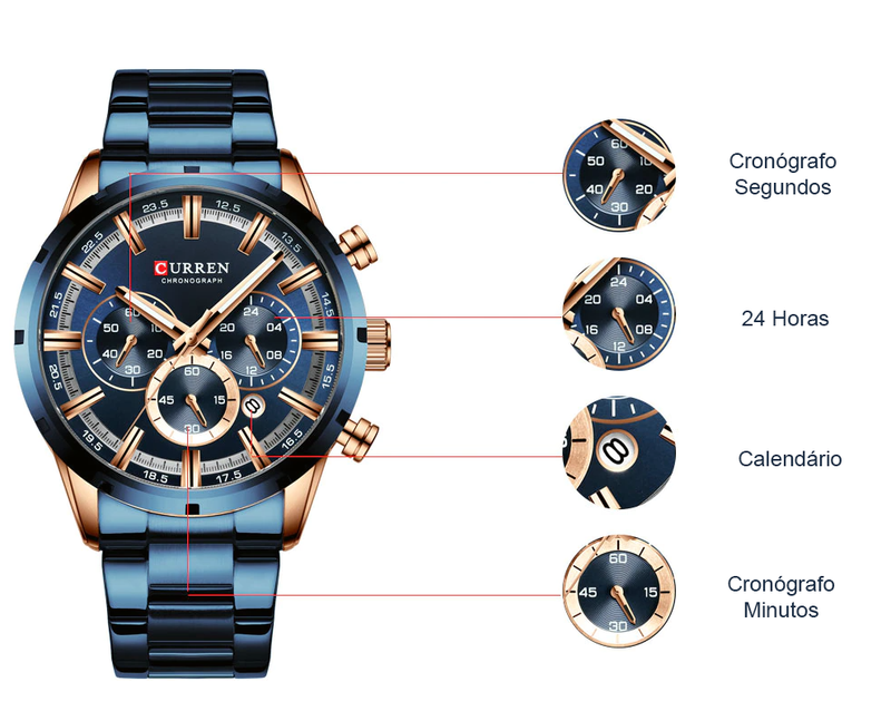 Relógio de Quartzo de Luxo Masculino - Curren 8355™️